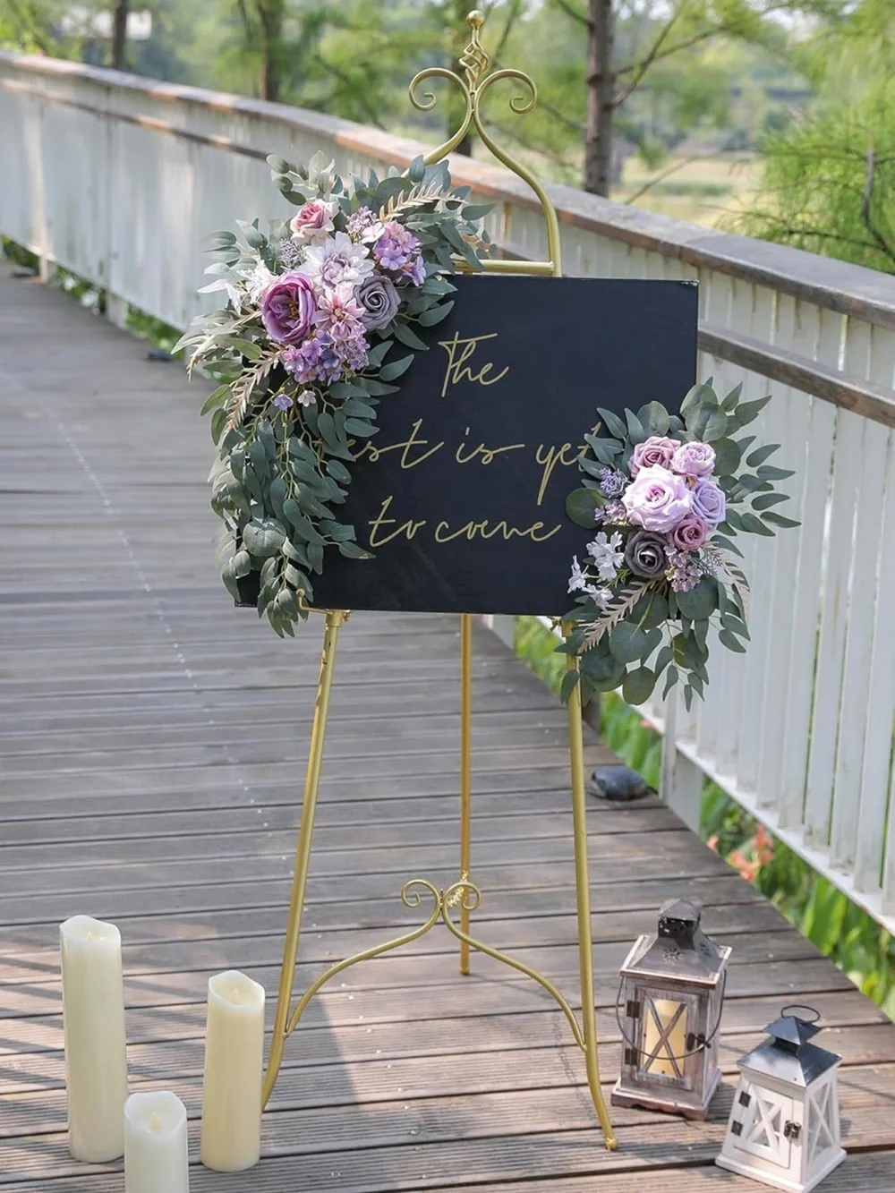 Faux Eucalyptus Garland with Dusty Rose & Lavender Blooms